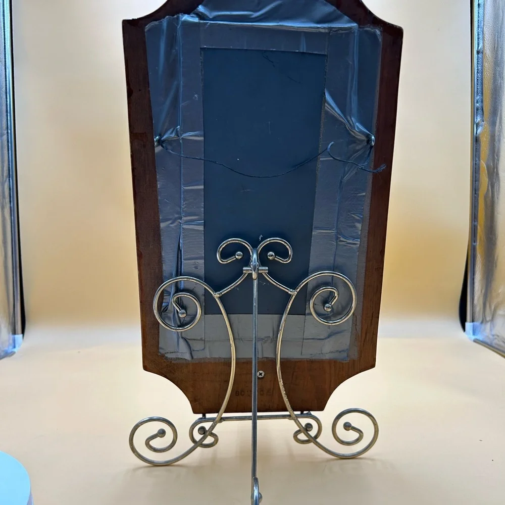 Vintage wood framed mirror with candle holder, MCM, farmhouse